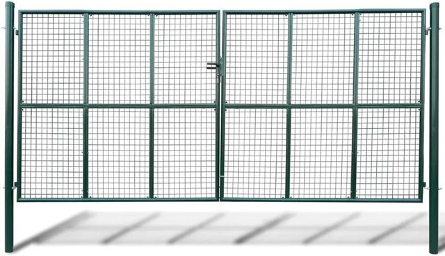 vidaXL Gitter-Gartentor aus verzinktem Stahl in Dunkelgrün, B/H: 415 x 175 cm - Bild 1