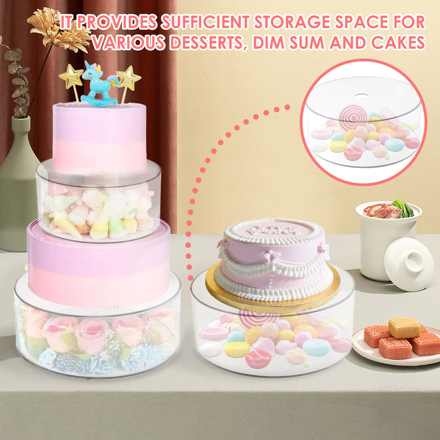 Willstar Kuchen Display Board Rund aus Acryl in Transparent für Dessert und Gebäck auf Hochzeiten oder Geburtstagen - Bild 2