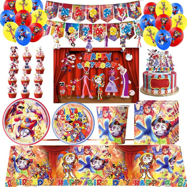 Potdemiel Geburtstagsparty Dekoration Set mit Zirkus-Motiv und Ballons in Multicolor - Bild 1