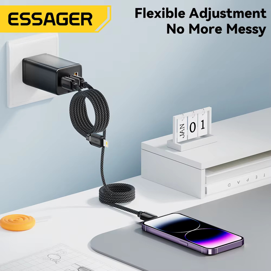 Essager USB-C zu Lightning Magnetisches Schnellladekabel 29W in Schwarz für iPhone, AirPods und iPod Touch - Bild 4
