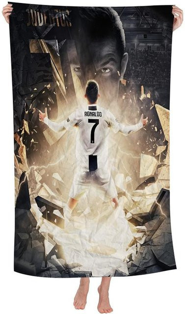 Ka Chen Mutong CR7 Badetuch für Kinder aus Mikrofaser, weich und wasserabsorbierend, Cartoon Design, B: 140 cm, H: 180 cm - Bild 1