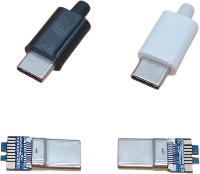 ZSDZFYLLK USB 3.1 Typ C Stecker zum Schweißen, doppelseitiger DIY Daten- und Ladeanschluss in Weiß oder Multicolour, 2/5 Stück - Bild 1