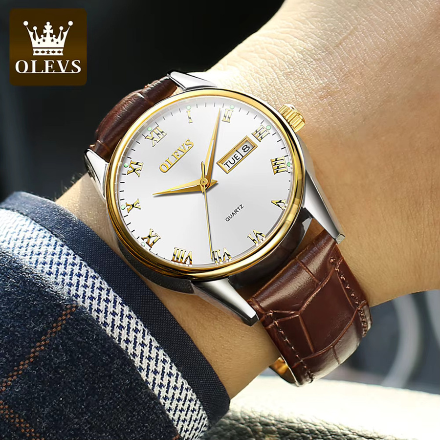 OLEVS Armbanduhr Quarz, Edelstahl, Bicolor, Schwarz, Herren - Bild 4