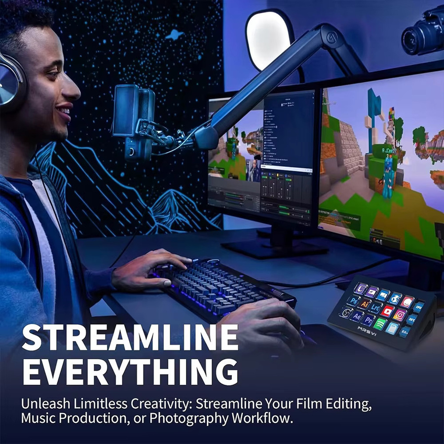 MRSVI 293S Stream Dock Mini Visuelle Tastatur mit LCD-Tasten für Live-Content-Erstellung, kompatibel mit Windows und macOS, in Schwarz oder Weiß - Bild 3