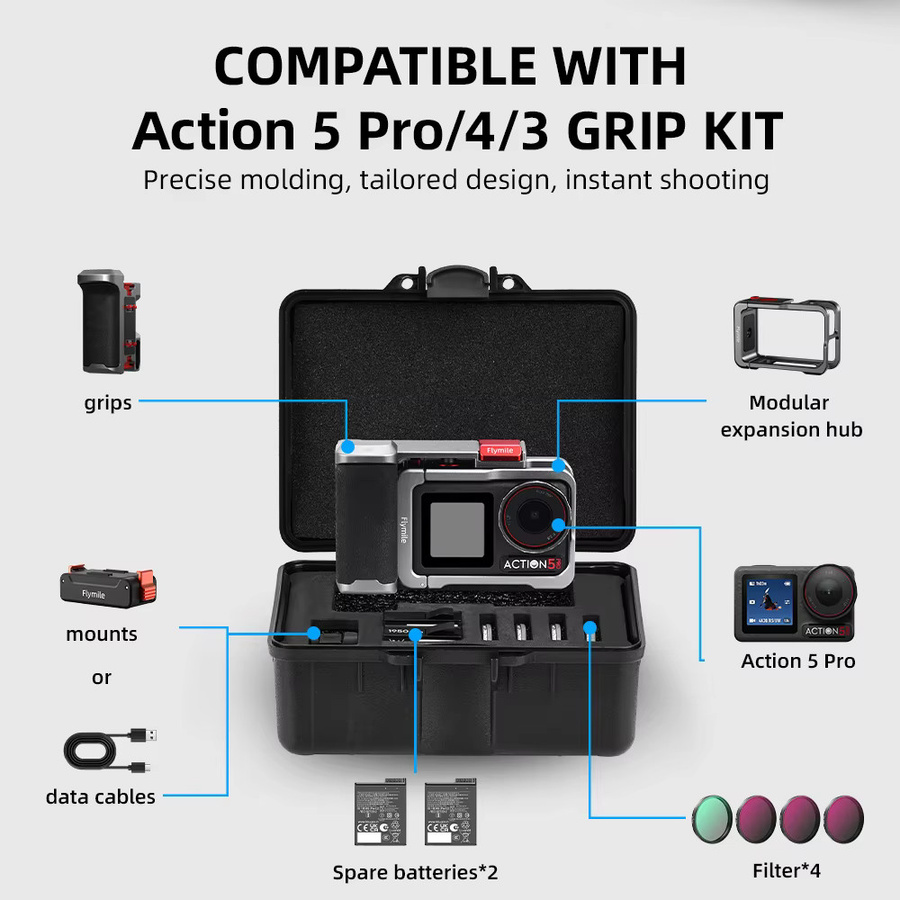 Flymile Action 5 Pro Fotografie Griff Kit mit Shutter Bundle für DJI Osmo Action 4 und Action 3 Zubehör - Bild 4