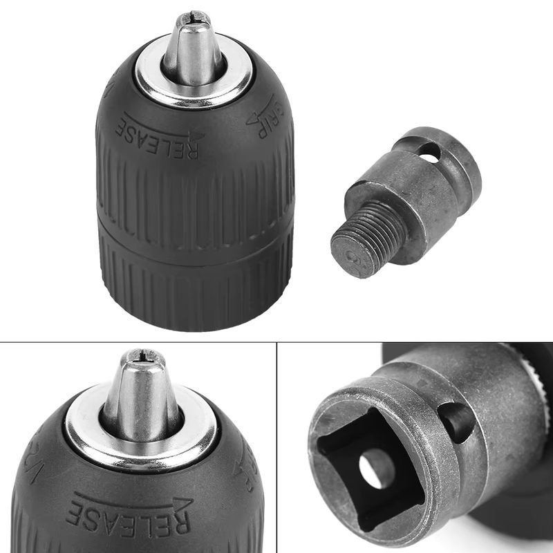 WALFRONT Bohrfutter-Adapter Set mit 1/2 Zoll Spannfutter und 1/4-20 UNF Gewinde für Schlagschrauber, Spannbereich 2-13 mm - Bild 5