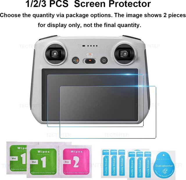 DJI Displayschutzfolie aus gehärtetem Glas für DJI Mini 5, Mini 4, Mini 3 Pro und RC 2 Pro Fernsteuerung, transparent und kratzfest - Bild 1