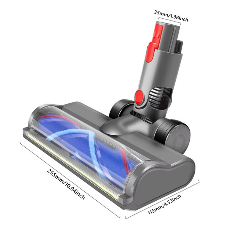 Dyson Ersatz-Bodenbürstenkopf mit LED-Lichtleiste in Grau für V7 V8 V10 V11 V15 Kabellose Staubsauger, Universelle Reinigungsrolle für Hartböden und Teppiche - Bild 3