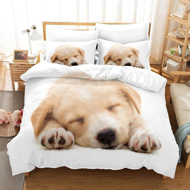 Binchi Outdoor Product Hunde-Bettwäsche-Set mit 3D-Druck, 3-teilig, Weiß, B/H: 140 x 200 cm - Bild 1