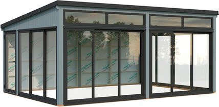 Palmako Holz-Gartenhaus Saga Slide Plus aus Fichte mit Pultdach in Hellgrau B: 582 cm, T: 420 cm, H: 276 cm - Bild 3