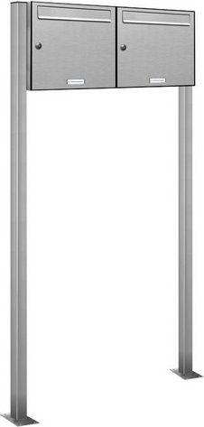 AL Briefkasten für 2 Parteien, freistehend, silberfarben, B/H/T: 153,103 x 150,0 x 11,6 cm - Bild 1