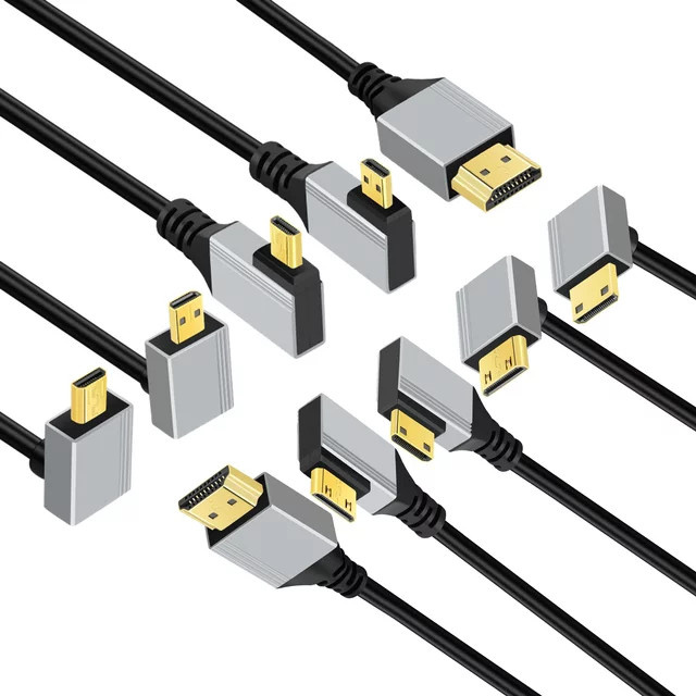 BSN 8K UHD HDMI Kabel mit 90 Grad Winkel für Mini-HD und Micro-HD auf HDMI Anschluss, Länge: 0,5 m oder 1 m - Bild 1