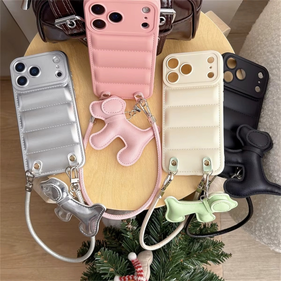 szHAIyu Daunenjacke Handyhülle mit Riemen für iPhone 11 bis iPhone 17 Air in Bonbonfarben - Bild 2