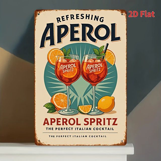Vintage Aperol Spritz Logo Metall-Wandkunstschild, multicolor, B: 20,3 cm, H: 30,0 cm - Bild 1