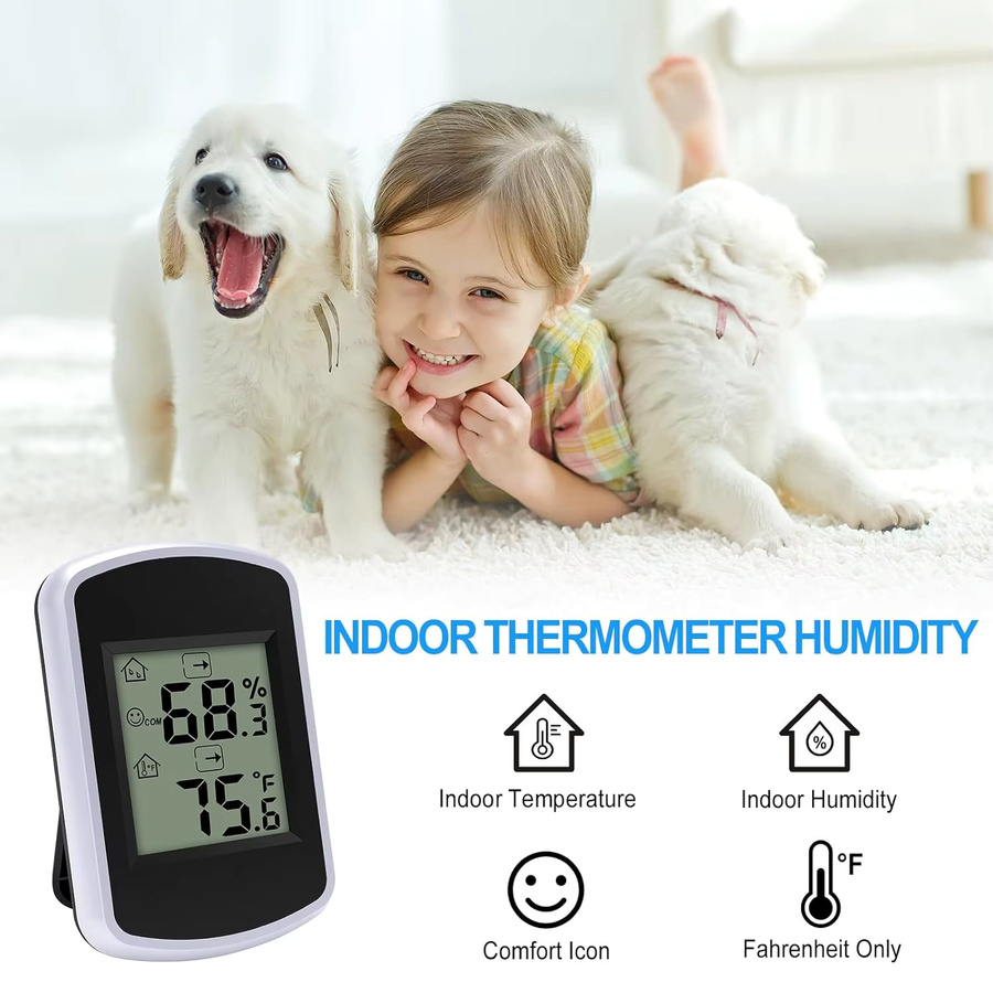 Urageuxy Digitales Thermometer mit Luftfeuchtigkeitsanzeige und Alarm in Schwarz oder Weiß - Bild 3