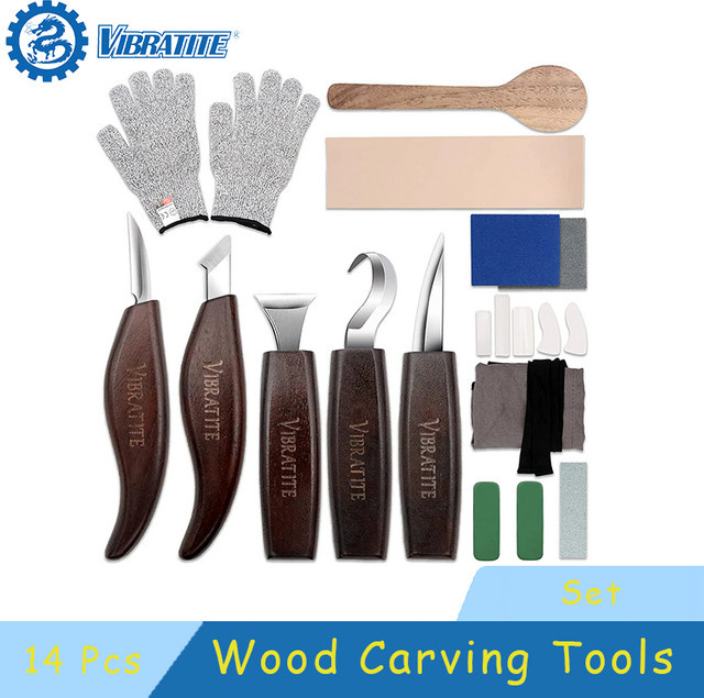 VIBRATITE 14-in-1 Holzschnitzwerkzeug-Set mit Detailmesser für Holzarbeiten und Whittling für Anfänger - Bild 1