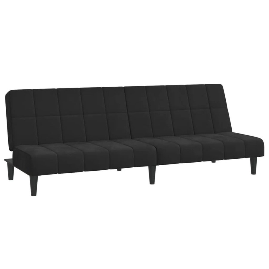 vidaXL Schlafsofa 2-Sitzer Click-Clack aus Samt in Schwarz mit Holzrahmen - Bild 2