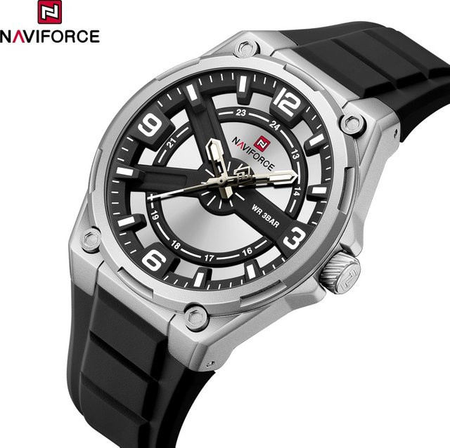 NAVIFOCE Armbanduhr, Quarz, Silikonarmband, Schwarz, Herren, 3 ATM - Bild 1