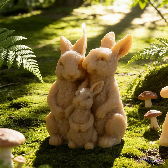 Silikon Kerzenform Hase Familie 3D Mutter und Baby Kaninchen für DIY Kerzen und Seifen sowie Harzkunst - Bild 1