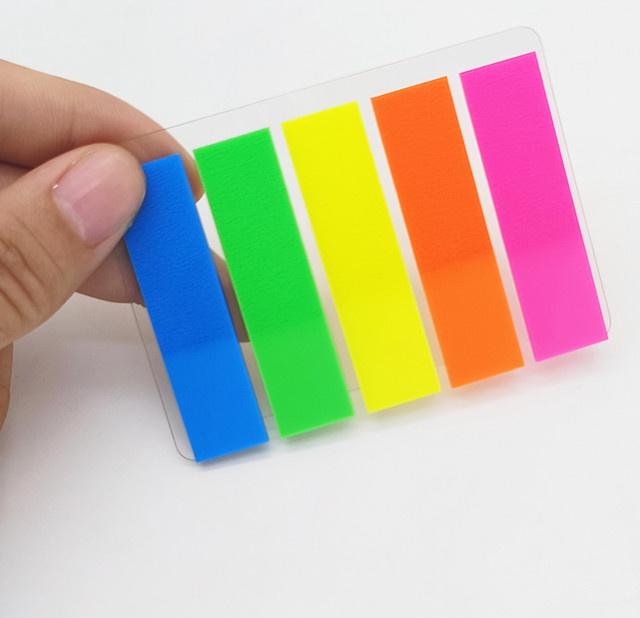 PRONOTI Neonfarbene Index-Tabs, 100 Blatt transparente selbstklebende Haftnotizen in Multicolour zur Dokumentenmarkierung für Schule und Büro - Bild 1