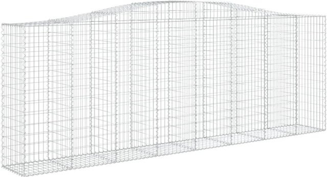 vidaXL Gabionen-Set mit Hochbogen aus verzinktem Eisen in Silber, 3 Stück, B/T/H: 400 x 50 x 140/160 cm - Bild 1
