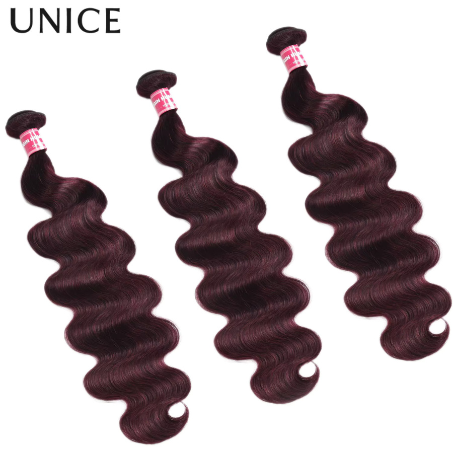UNice Purple Black Cherry Body Wave Bundles, 1-4 Stück, Echthaar - Bild 4