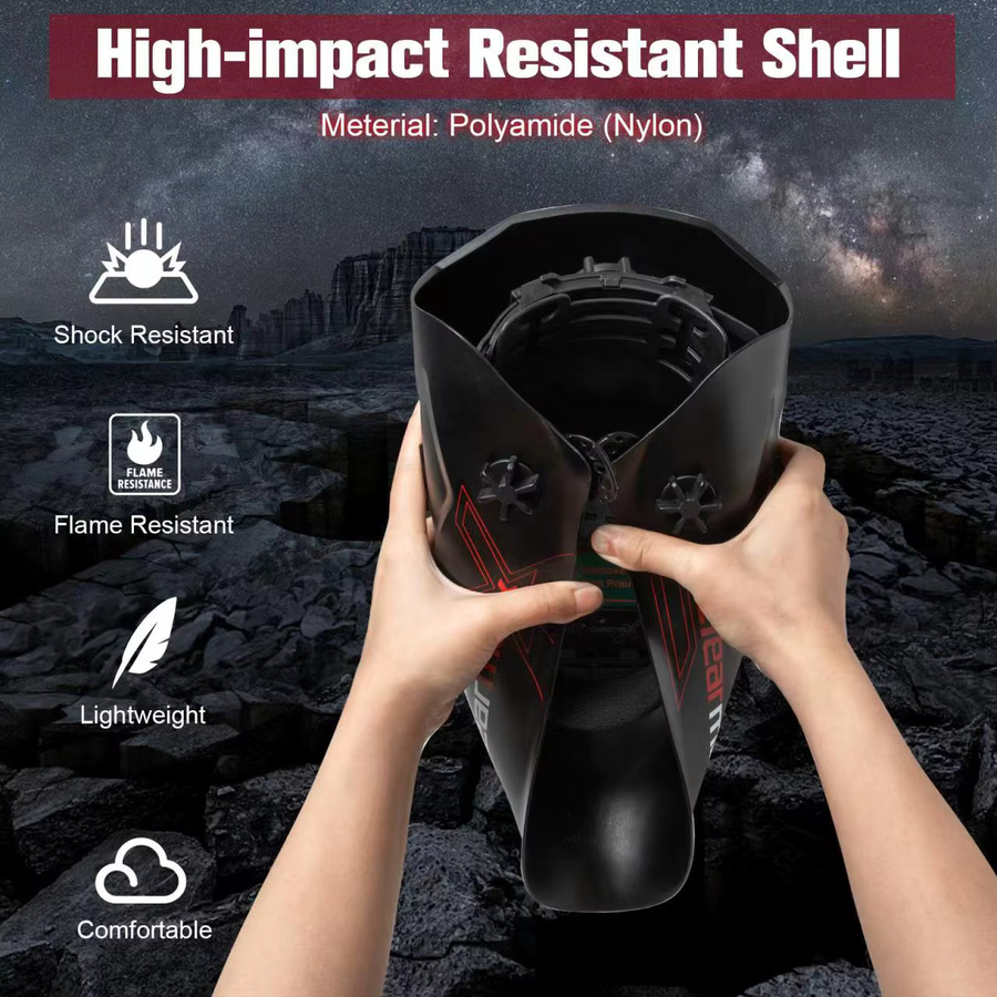 ARCCAPTAIN Schweißhelm mit Chamäleon-Effekt und True-Color Technologie, automatische Verdunkelung für Lichtbogenschweißen, Schleifen und Schneiden, Farbe: Schwarz - Bild 2
