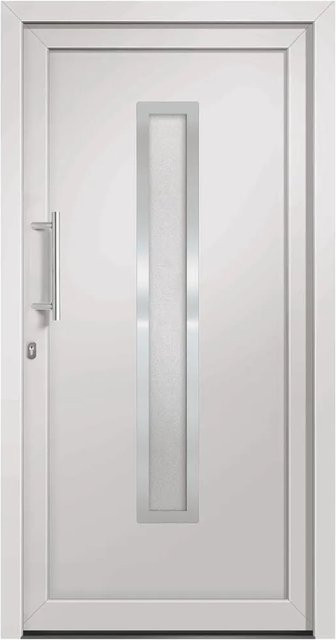 vidaXL Haustür in Weiß mit Glaseinsatz, modernes Design aus Aluminium, Stahl und Kunststoff, B: 98 cm, H: 208 cm - Bild 1