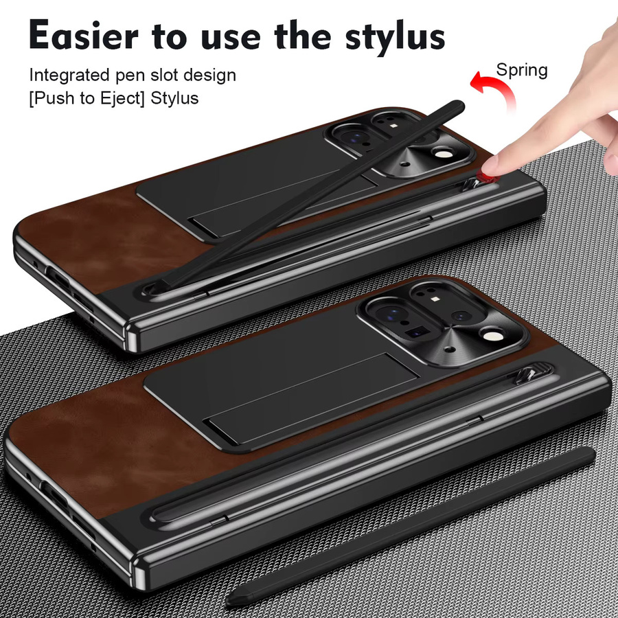 Business Ledertasche mit Touch Pen und Scharnierschutz für Google Pixel 10 Pro Fold und 9 Pro Fold inklusive Glasfolie und stoßfester Abdeckung in Rot oder Braun - Bild 3