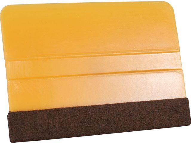 Gelber Scraper mit Teflonfilzkante aus Kunststoff - Bild 1