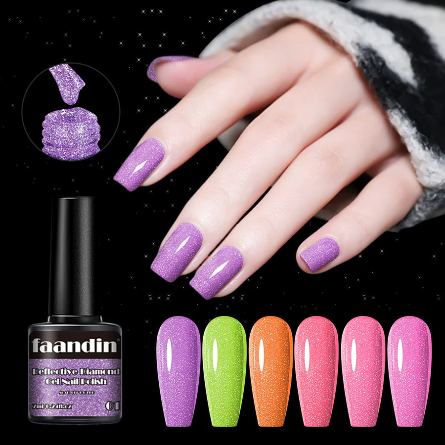 Faandin Nagellack Gel, Crushed Diamond Fine Glitter, 29,5 ml, 05 - Bild 4