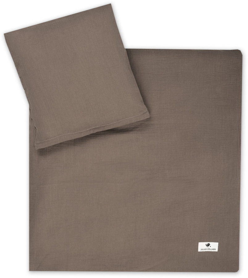 Zöllner Terra Musselin Bettwäsche Baumwolle Nougat Braun 80 x 80 cm - Bild 1