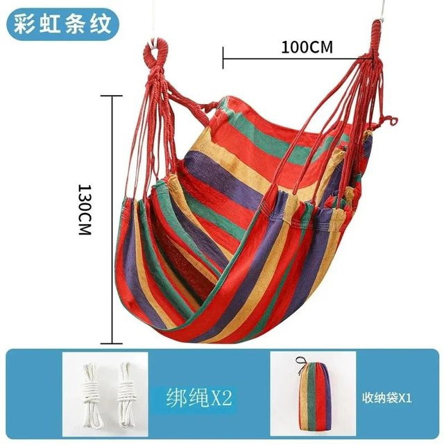 Binchi Fitness Hängesessel aus Segeltuch mit buntem Streifenmuster in Rot, Boho-Stil für Innen und Außen - Bild 1