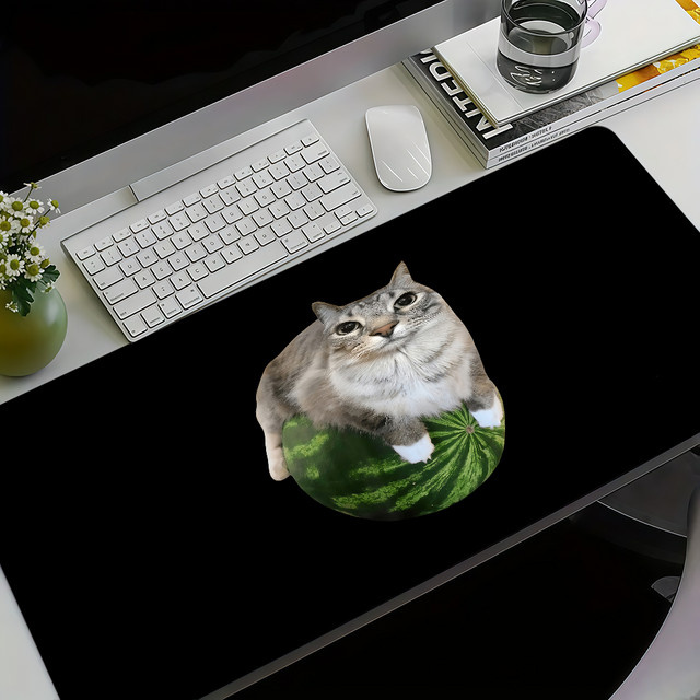 Potdemiel Mauspad Silly Funny Cat M-Meme Z-Zazu Halloween in Schwarz, rutschfest und verdickt für Gaming und Büro - Bild 1