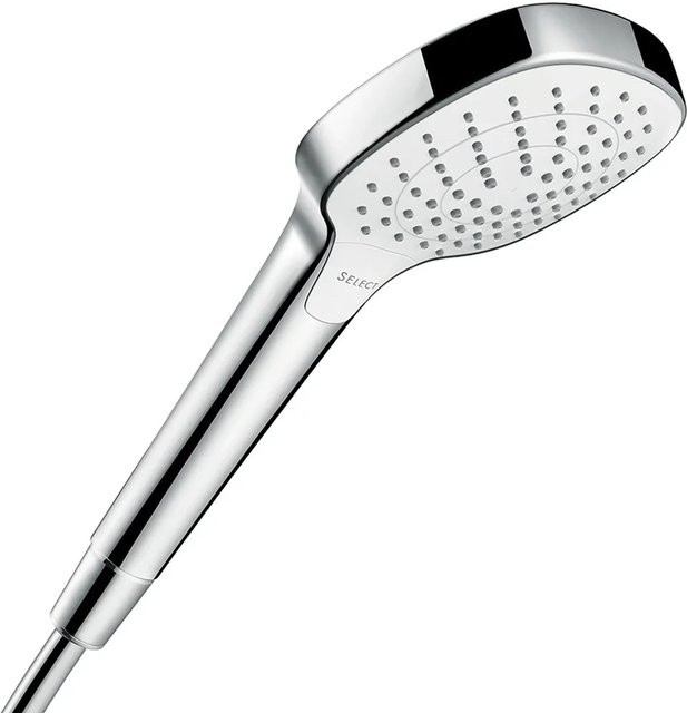 Hansgrohe Handbrause Croma Select E Vario in Weiß-Chrom mit Rain-Strahl und Anti-Kalk-Funktion - Bild 1
