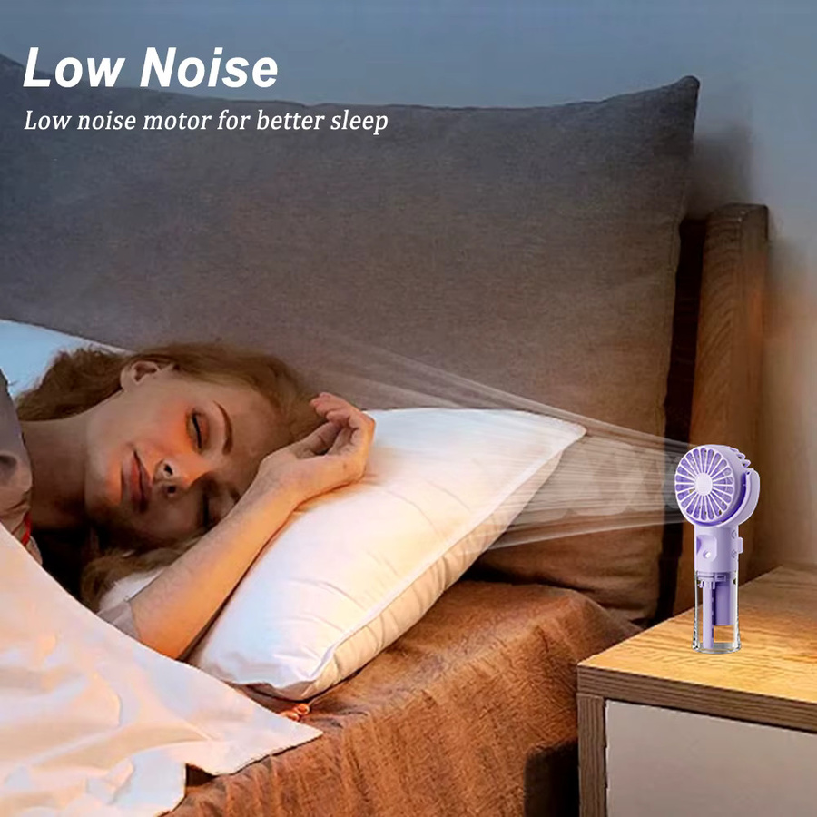 Tragbarer Handventilator mit Luftbefeuchter von cooskr, USB-aufladbar, in Weiß oder Lila - Bild 2