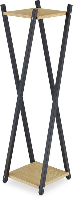 Relaxdays Blumenständer aus Stahl und MDF in Hellbraun mit 2 Ebenen, Höhe: 99 cm, Breite: 29 cm, Tiefe: 29 cm - Bild 1
