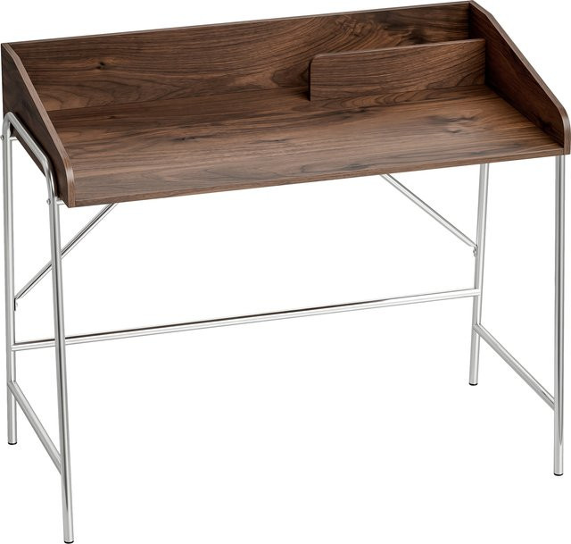 HOMCOM Schreibtisch mit Metallgestell und Sicherheitsrand, moderner Computertisch für Homeoffice oder Studium, Farbe: Nussbaum, B: 104 cm, T: 55 cm, H: 75 cm - Bild 1