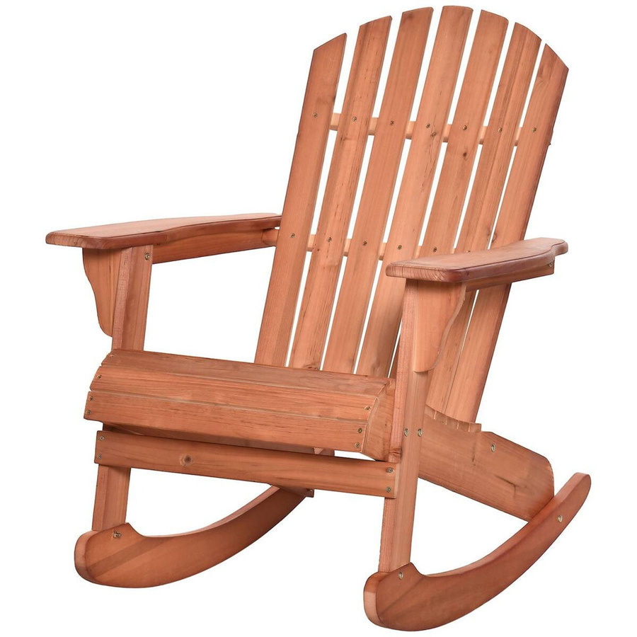 Outsunny Schaukelstuhl aus Fichtenholz in Rustic Brown und Beige für Garten und Terrasse - Bild 4