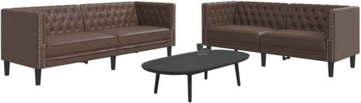 2-teiliges Chesterfield-Sofa-Set von vidaXL in Braun aus Kunstleder im klassischen Design - Bild 1