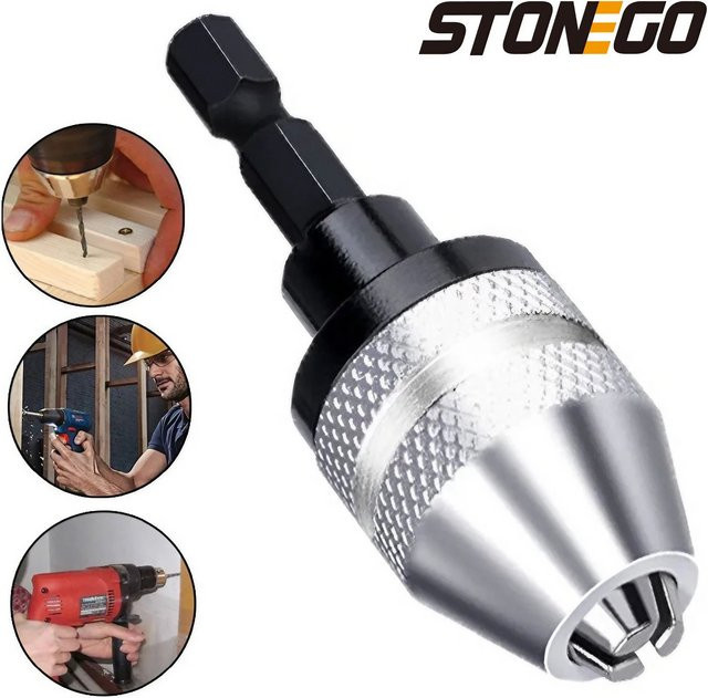 Stonego Schnellwechsel Bohrfutter Adapter mit 1/4 Zoll Sechskantschaft in Silber - Bild 1