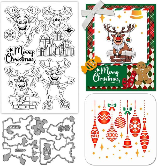 Transparenter Rentier Stempel mit lustigem Cartoon-Design für Weihnachts-Bastelarbeiten und Handwerk - Bild 1