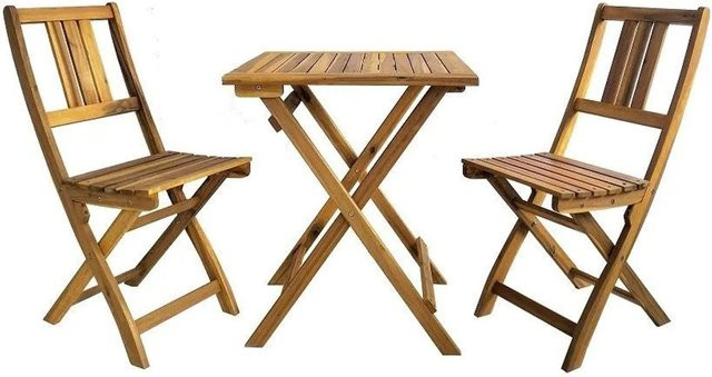 Lex Bistro Set Gartenmöbel 3-teilig aus Akazienholz in Braun, klappbare Sitzgruppe für Balkon, Terrasse und Garten, B/T/H: 60 x 87 x 50 cm - Bild 1