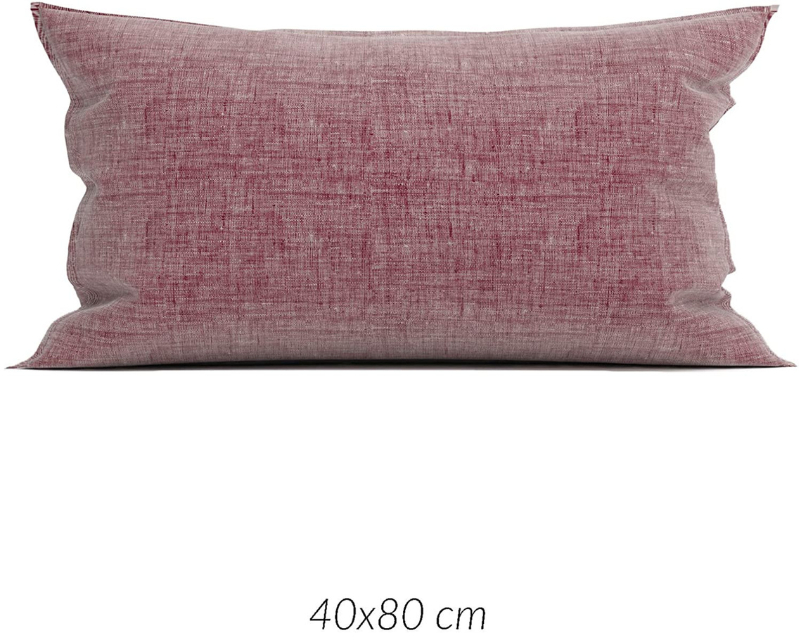 2 Stück Zo! Home Kissenbezüge aus Baumwolle, Lino Wine Red Dunkelrot Meliert, B: 40 cm, H: 80 cm - Bild 1