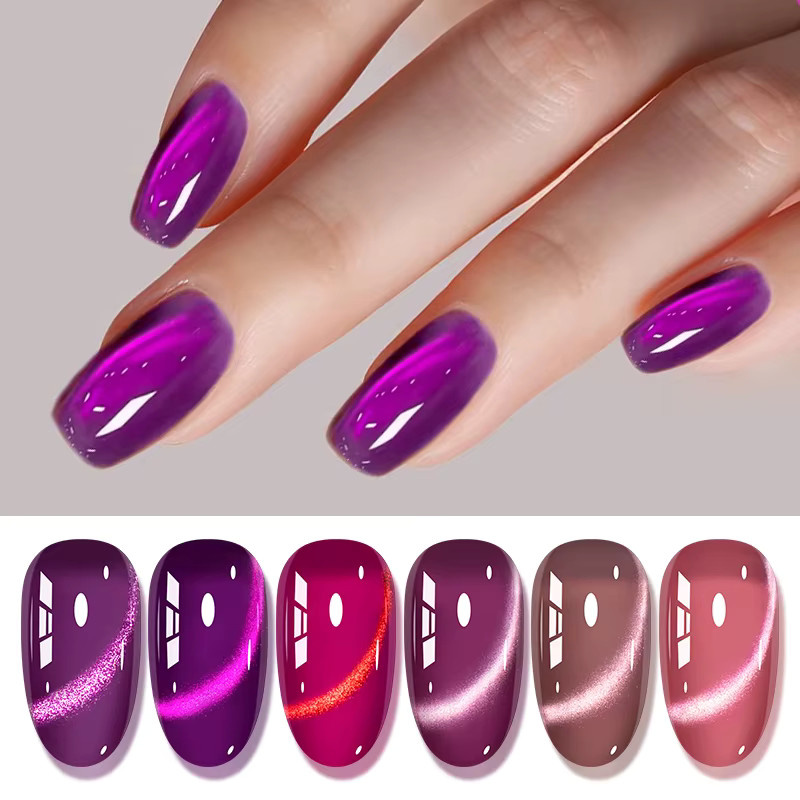 MEET ACROSS Magnetischer Gel Nagellack, Lila, Schimmernd, 7 ml - Bild 7