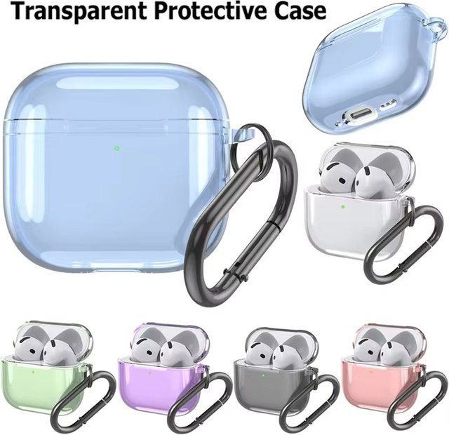 Transparente Schutzhülle für Apple AirPods 4 mit Schlüsselanhänger aus weichem TPU - Bild 1