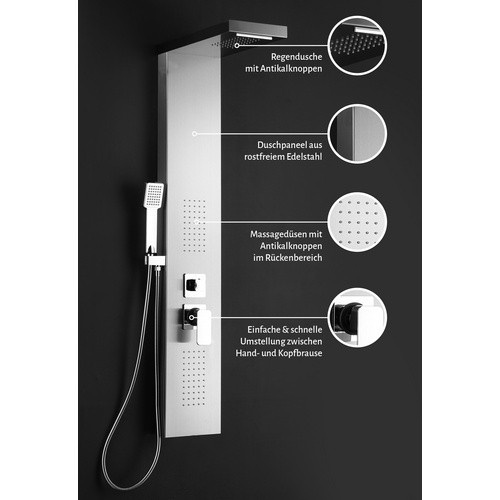 Marwell Duschpaneel Enya aus Aluminium in Braun, Höhe: 125 cm, Breite: 15 cm - Bild 2