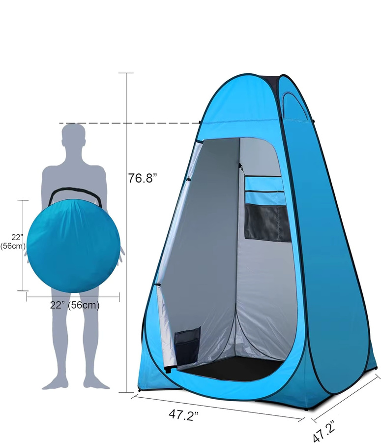 Vremota Tragbares Strand-Dusch- und Umkleidezelt in Blau als mobiles Outdoor-WC und Privatsphäre-Zelt für Angel- und Fotografie-Aktivitäten mit Sonnen- und Regenschutz - Bild 2