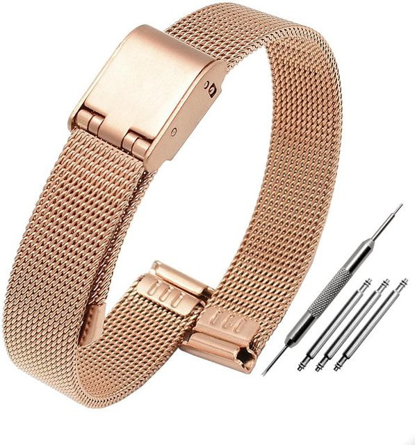 kaidini Uhrenarmband Edelstahl, Mailänder, Roségold, Unisex, 16mm - Bild 1
