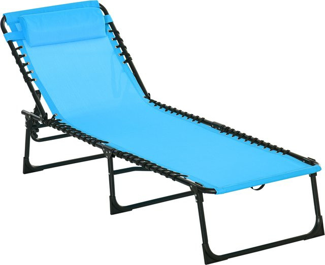 Outsunny Sonnenliege klappbar in Blau mit 4-fach verstellbarer Rückenlehne und wetterfestem Textilene-Netzbezug, belastbar bis 120 kg - Bild 1